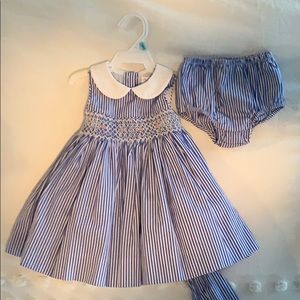 Ralph Lauren Baby Girl Blue and White stripe dress